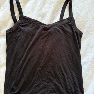 aerie Black Ribbed Camisole Tank Top